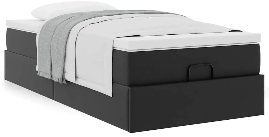 Estrutura de cama otomana com colchão 100x200 cm preta