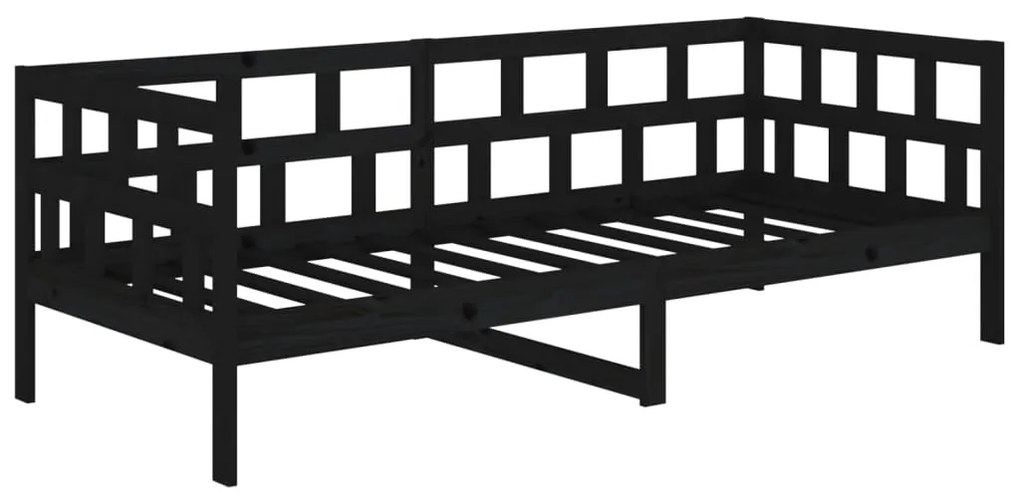 Sofá-cama 90x190 cm madeira de pinho maciça preto