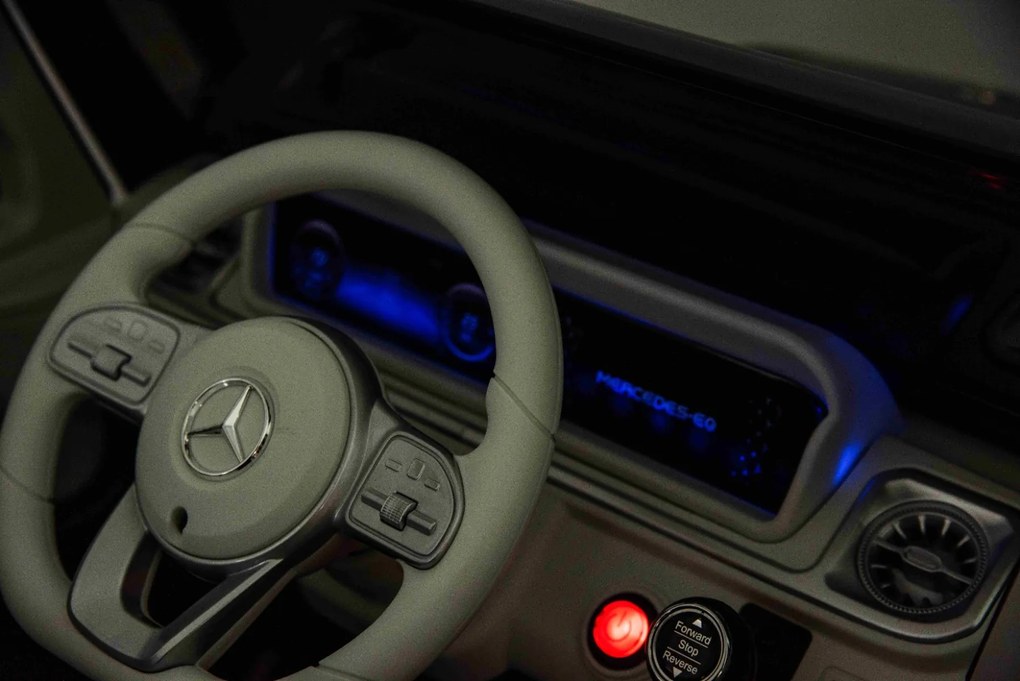 Carro elétrico para crianças Mercedes-Benz EQG 12V, partes da carroçaria iluminadas com LED, controlo remoto de 2,4 GHz, entrada USB/AUX, bateria de l