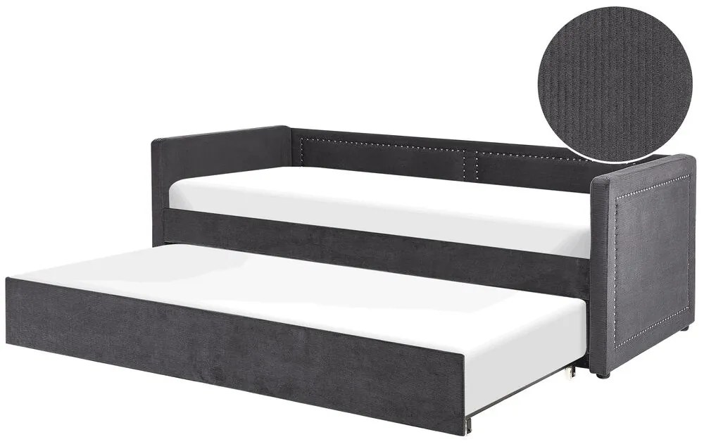 Cama dupla em bombazine cinzento escuro 90 x 200 cm MIMIZAN Beliani