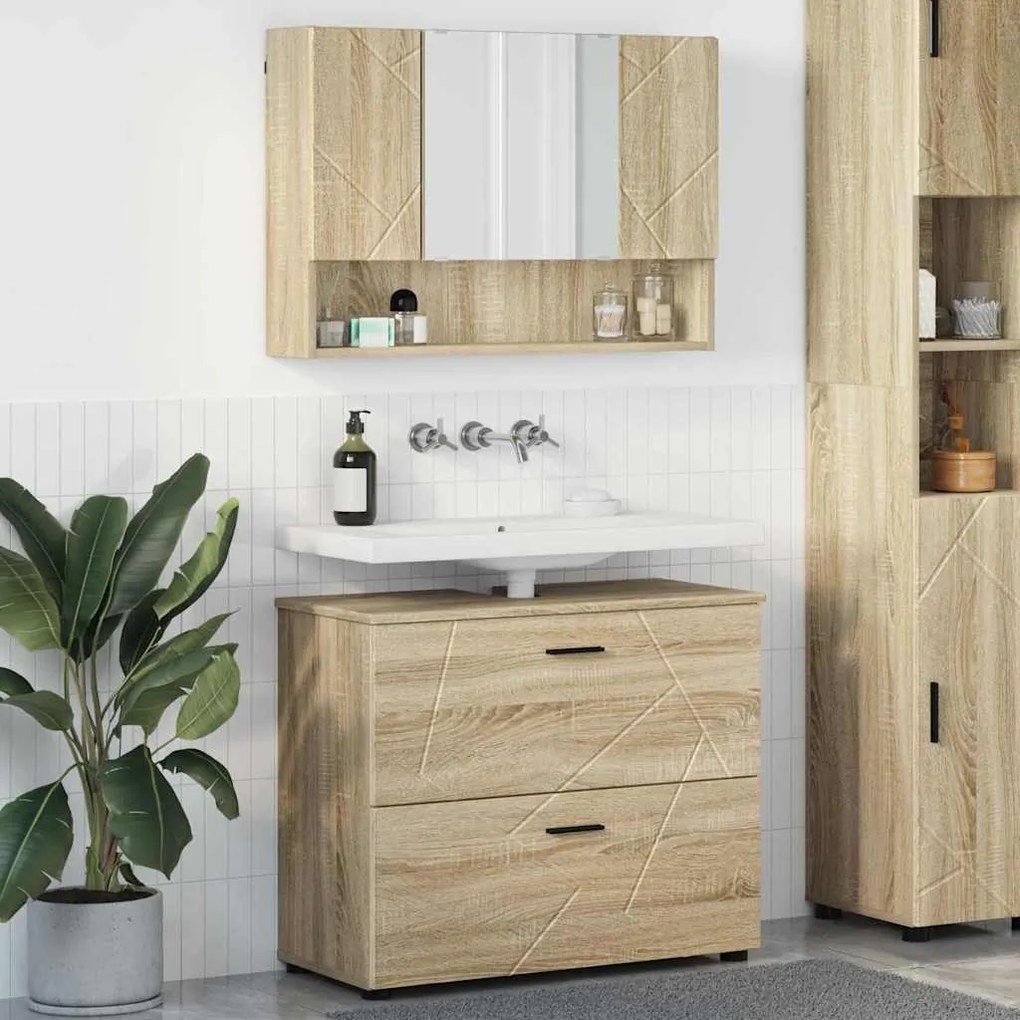 vidaXL Conjunto de Móveis para Banheiro 2 pcs Carvalho sonoma