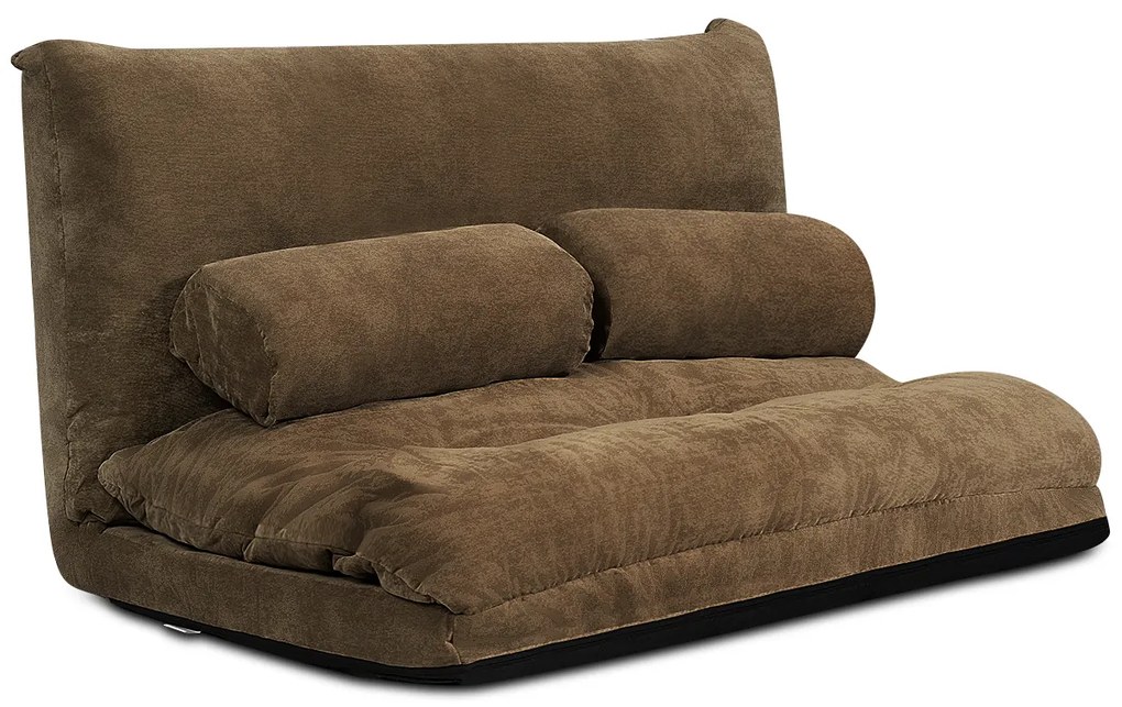 Sofá Cama de sofá Flush Sofá Cama Multifuncional Ajustável em 6 Posições com 2 Almofadas Forro de Camurça para Quarto Sala de Estar Varanda Café