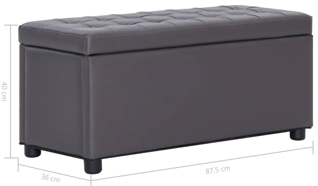 Banco de arrumação 87,5 cm couro artificial cinzento