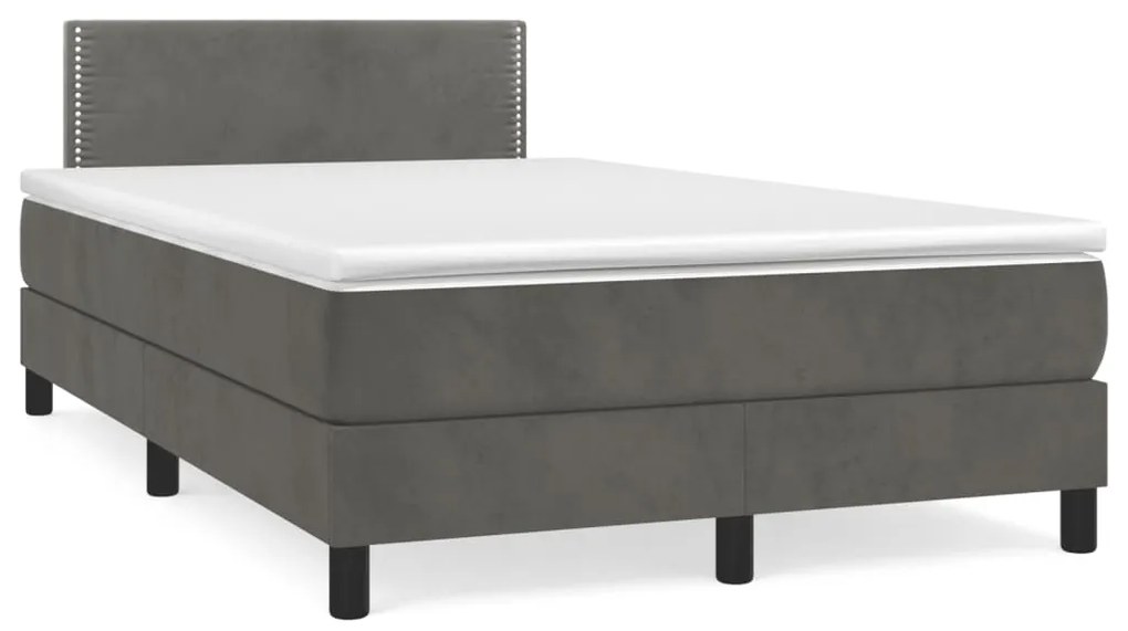 Cama boxspring com colchão 120x190 cm veludo cinzento-escuro