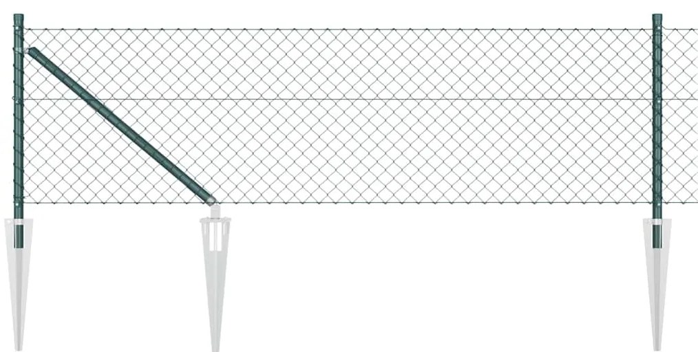 Conjunto de Postes de Cerca Verde 0.6 x 10 m Aço Galvanizado
