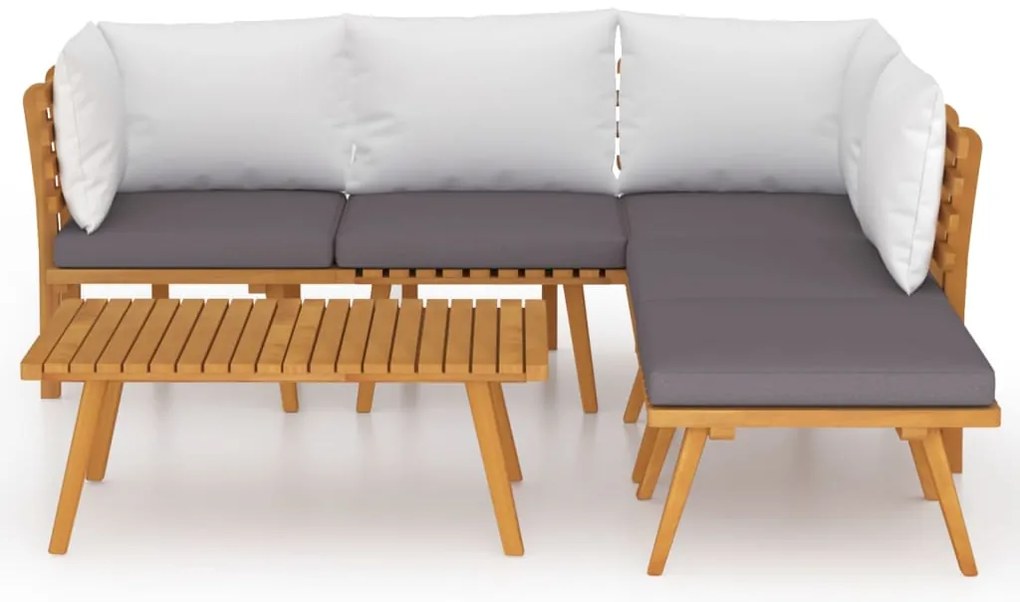 6 pcs conjunto lounge de jardim com almofadões acácia maciça