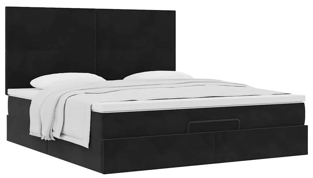 Estrutura de cama otomana com colchões 160x200 cm veludo preto