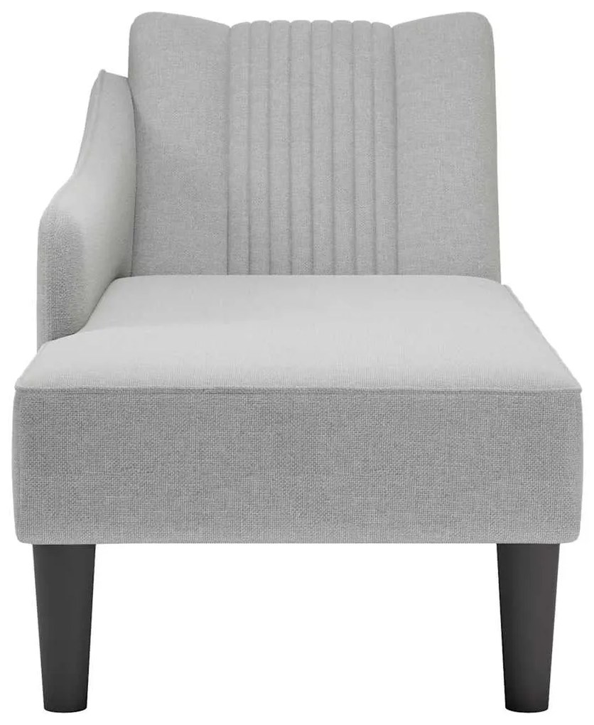 Chaise lounge com apoio de braço direito em tecido cinza nuvem
