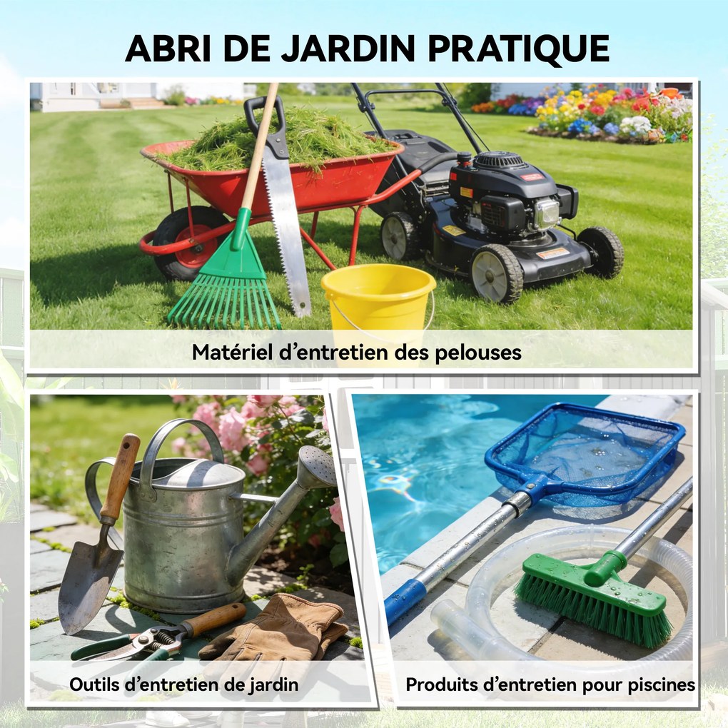 Abrigo de jardim em metal 163 x 90 x 179 cm para encostar, com 2 grelhas de ventilação e telhado inclinado com proteção UV, cinzento claro