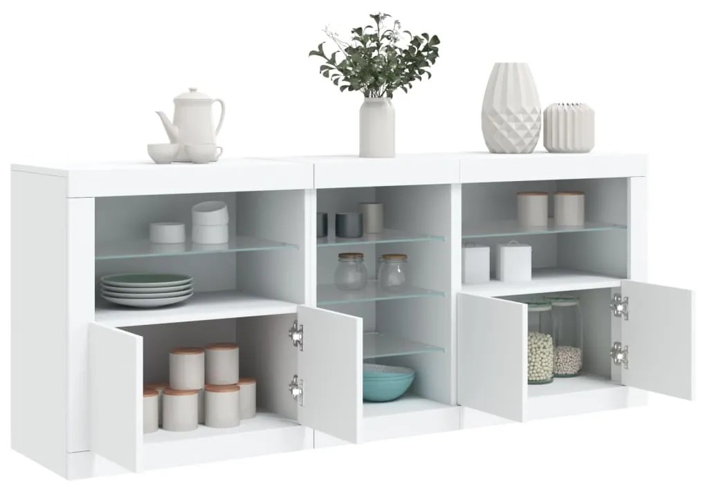 Aparador com luzes LED 181,5x37x67 cm branco