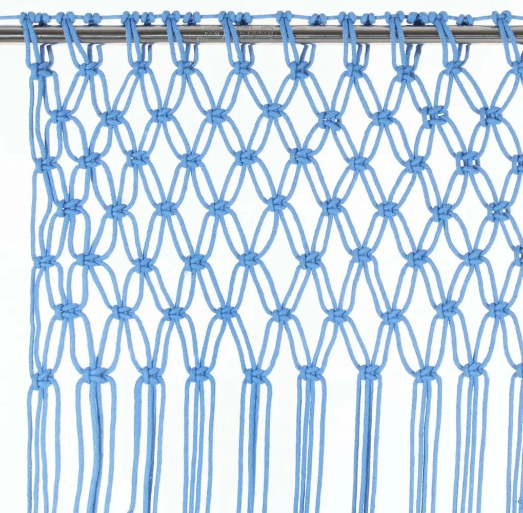Cortina macramé 140x240 cm algodão azul