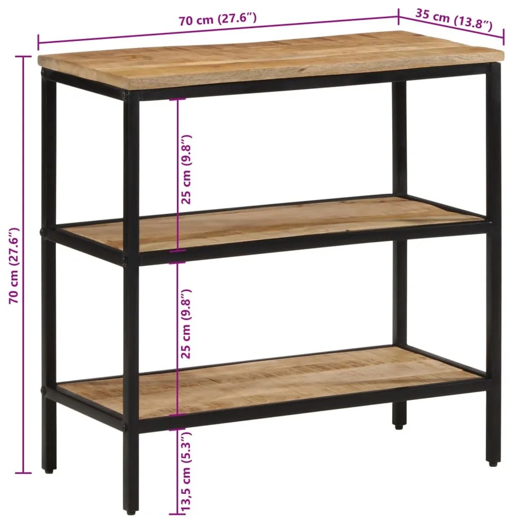 Mesa consola 70x35x70 cm madeira de mangueira áspera maciça