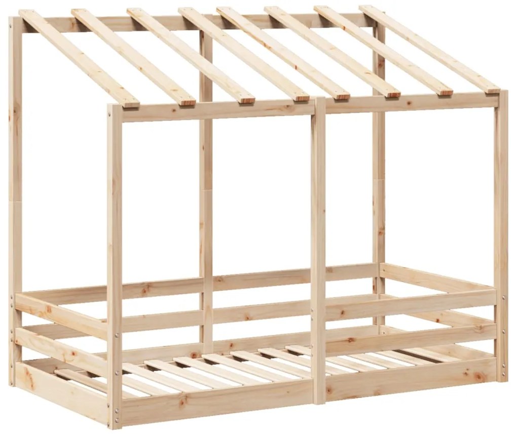 Cama infantil com telhado 80x160 cm madeira de pinho maciça