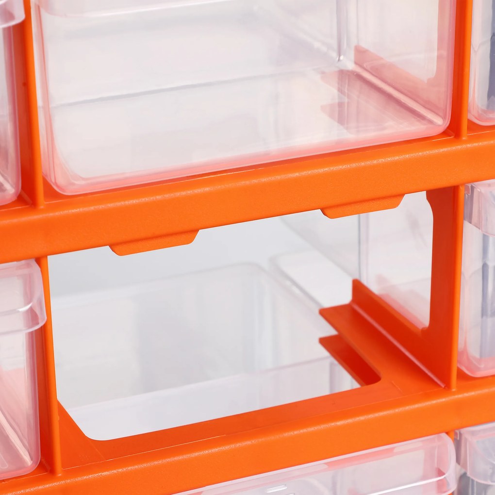 Organizador com 36 compartimentos para pequenas peças 47,5 x 38 x 16 cm Laranja + Cinzento