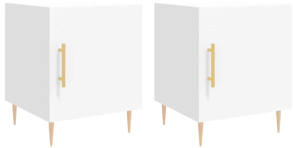 Mesa de cabeceira 2 pcs 40x40x50 cm derivados de madeira branco