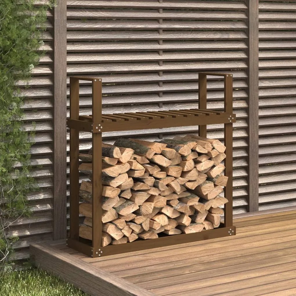823860 vidaXL Suporte para lenha 110x35x108,5 cm pinho maciço castanho mel