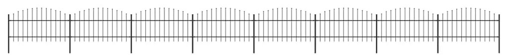 vidaXL Cerca de jardim com topo em lanças (1-1,25)x13,6 m aço preto