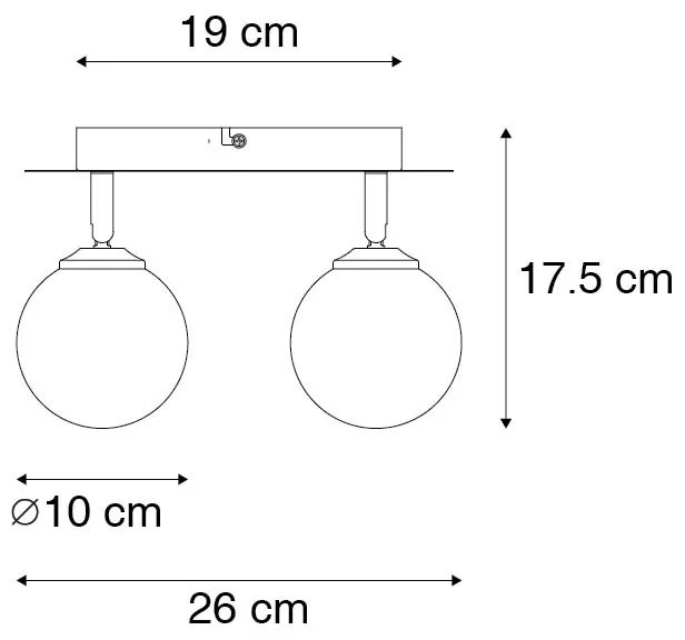 Foco moderno preto com vidro fumê 2 luzes - Athens