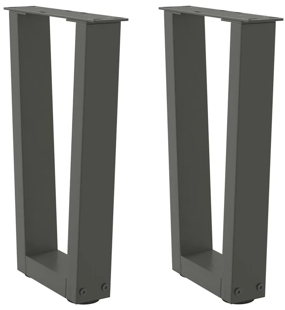vidaXL Pés para mesa de centro em V, 2 peças, antracite, 38x(42-43,3) cm, aço