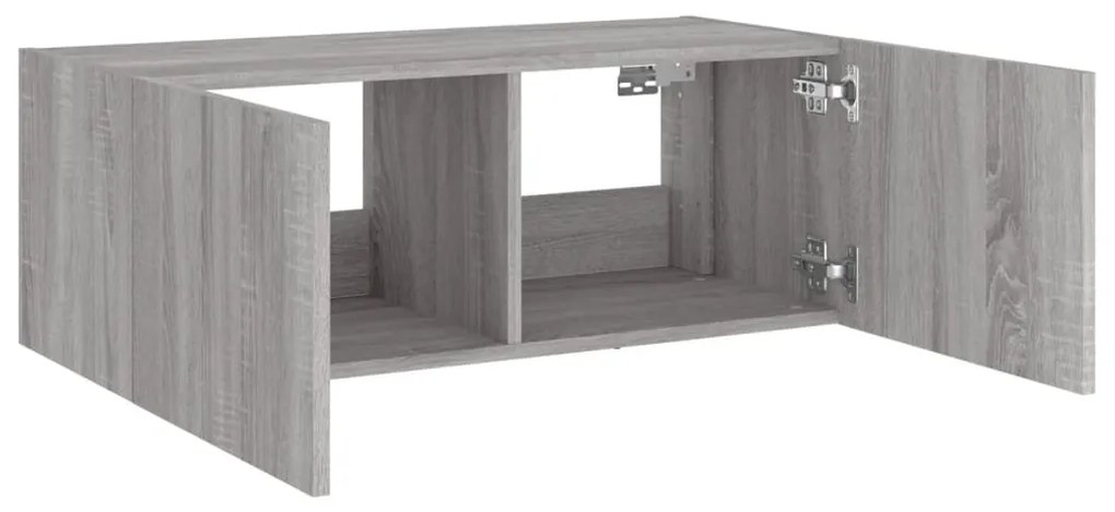 Móvel de parede p/ TV c/ luzes LED 80x35x31 cm cinzento sonoma