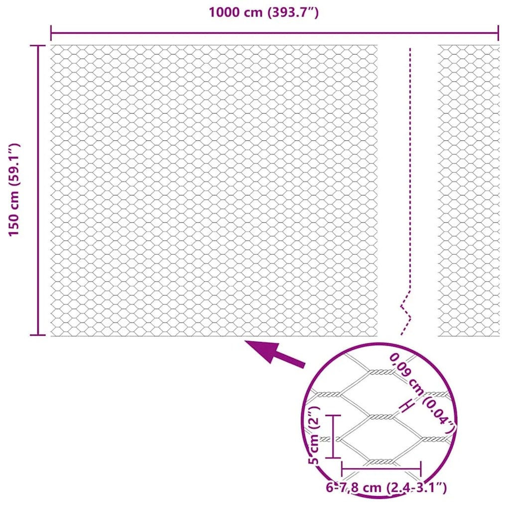 Cerca Hexagonal Cinza Cinzeto 1.5 x 10 m Aço