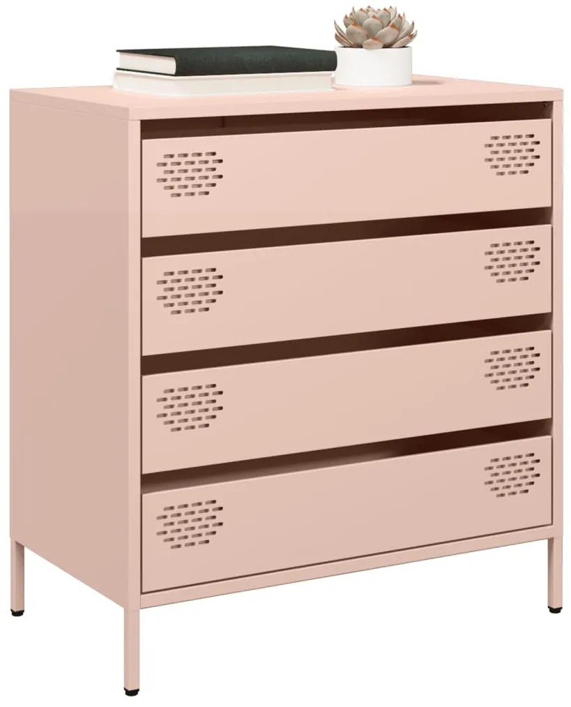 vidaXL Aparador 68x39x73,5 cm aço laminado a frio rosa