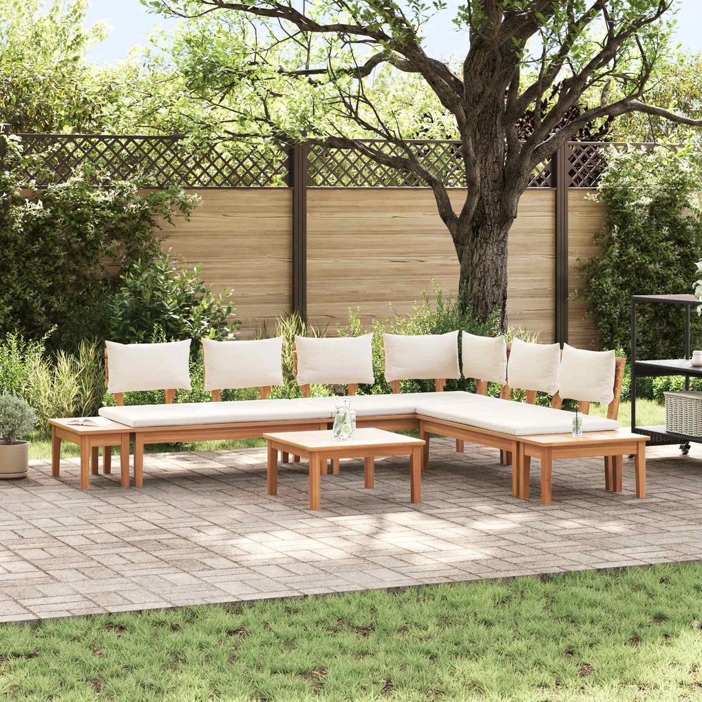 vidaXL Conjunto de Sofá de Jardim 4 pcs Marrom e Creme