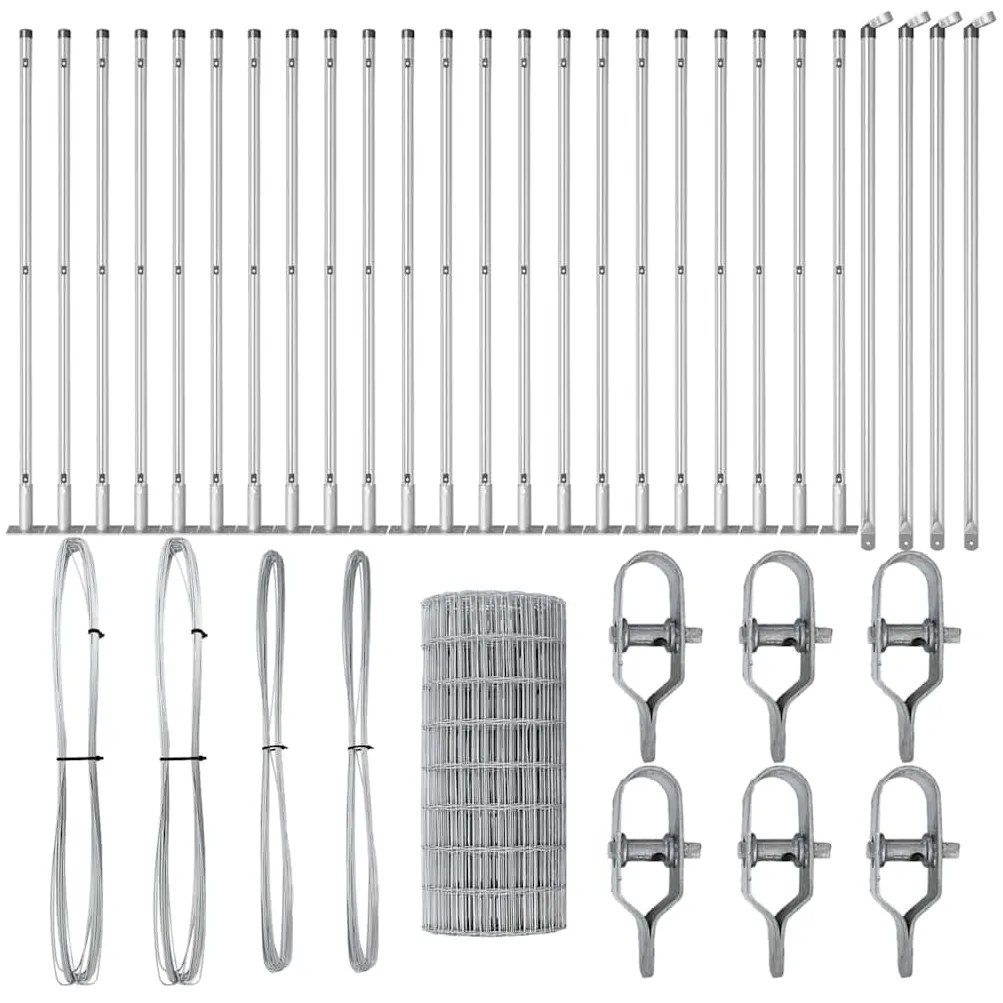 Cerca Euro com 13 postes flangelados, 0,6 x 50m, em aço galvanizado.