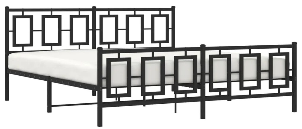 Estrutura de cama com cabeceira e pés 183x213 cm metal preto