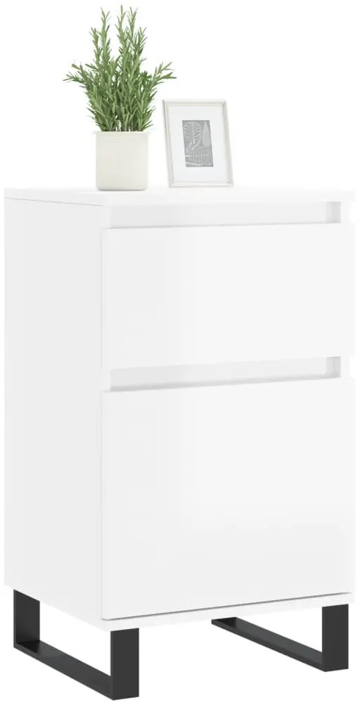 Aparadores 2 pcs 40x35x70 cm deriv. de madeira branco brilhante
