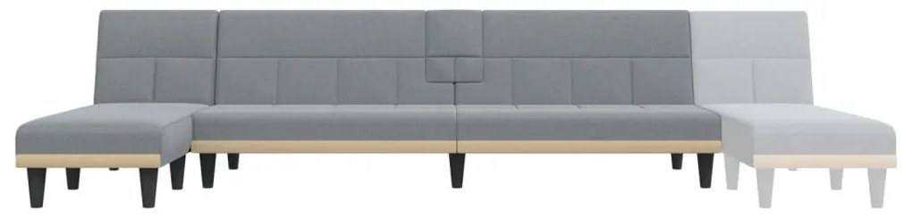 Sofá-cama em forma de L 255x140x70 cm tecido cinzento-claro