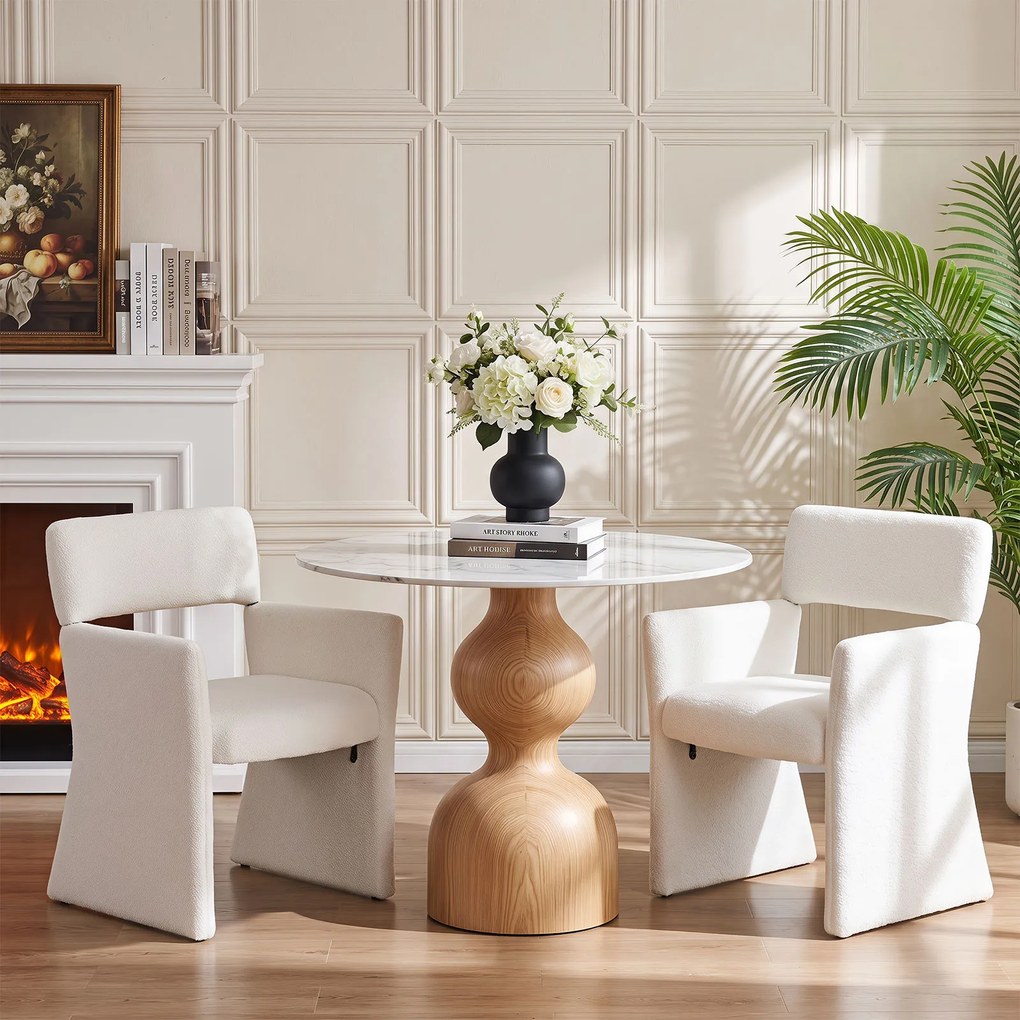 Conjunto de 2 Cadeirões Estofados (MESA NÃO INCLUIDA), 63 x 62 x 83 cm, Estrutura Metálica Reforçada, Branco