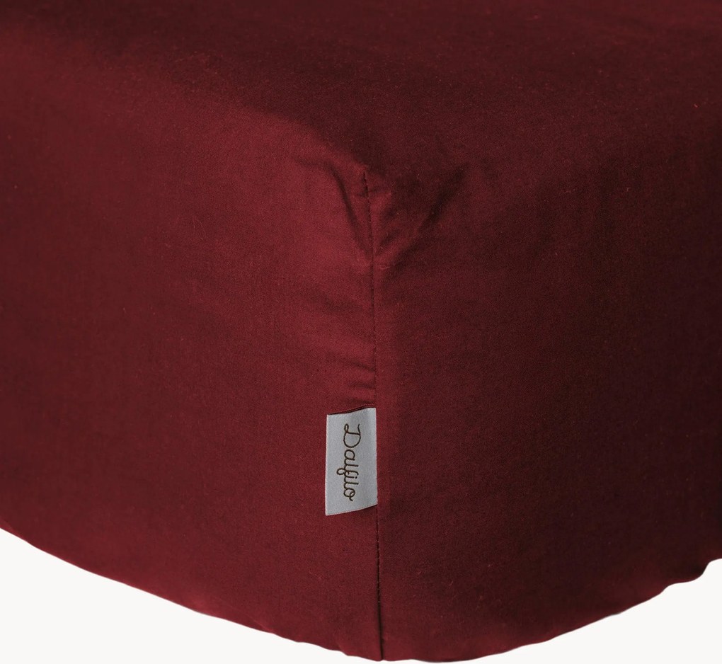 Lençol com elástico em percal de algodão para boxspring Bordeaux