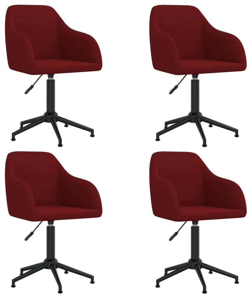 vidaXL Cadeiras de jantar giratórias 4 pcs veludo vermelho tinto