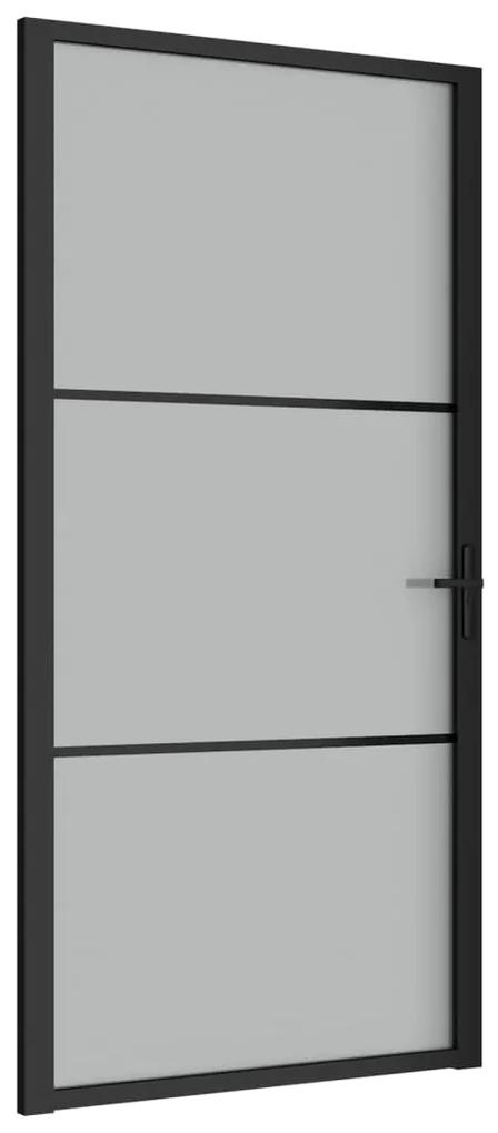 Porta de interior 102,5x201,5 cm vidro mate e alumínio preto