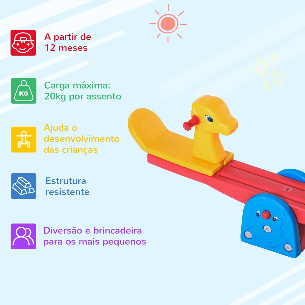 HOMCOM Baloiço Infantil em Forma de Girafa com Encosto Guidão Texturiz