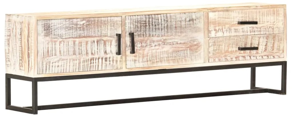 Móvel de TV 140x30x45 cm madeira de acácia maciça branco