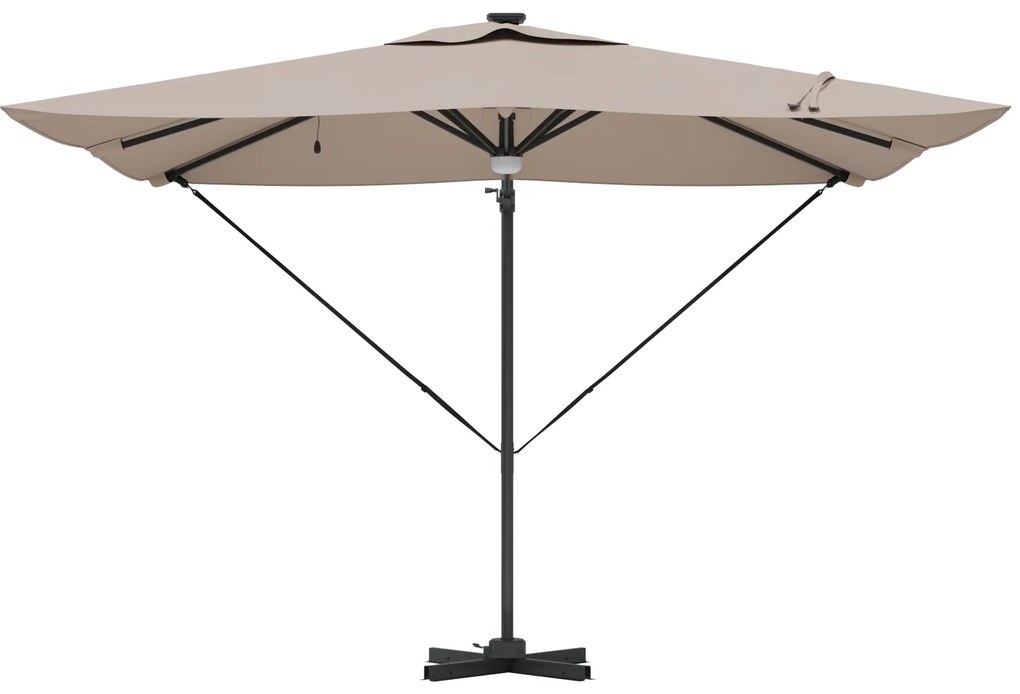 Guarda-sol Articulado Roma com LEDs Taupe 286x285x270 cm Alumínio