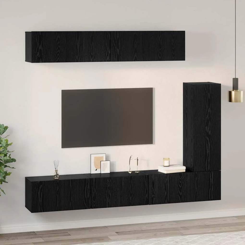 Conjunto de móvel de TV 6 pcs Carvalho preto 30.5 x 30 x 90 cm
