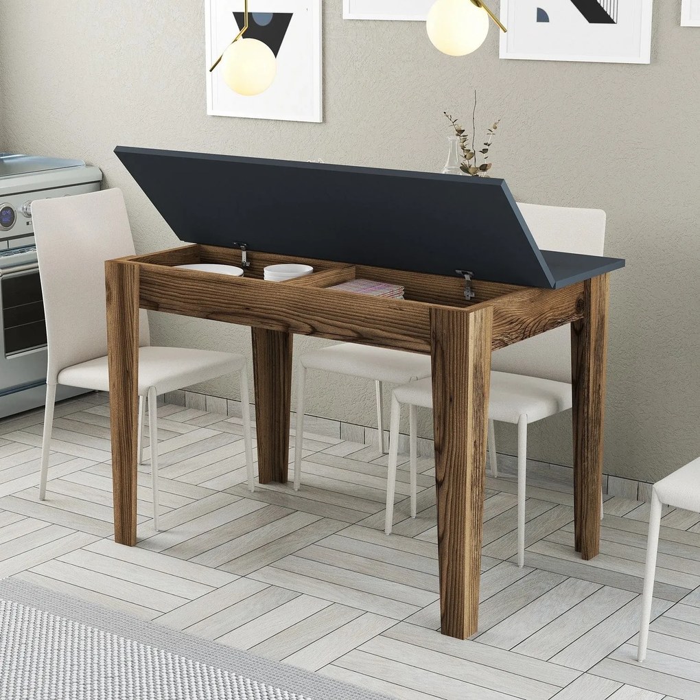 Mesa de Cozinha Kiev – Nogueira e Antracite – 110x75x72 cm