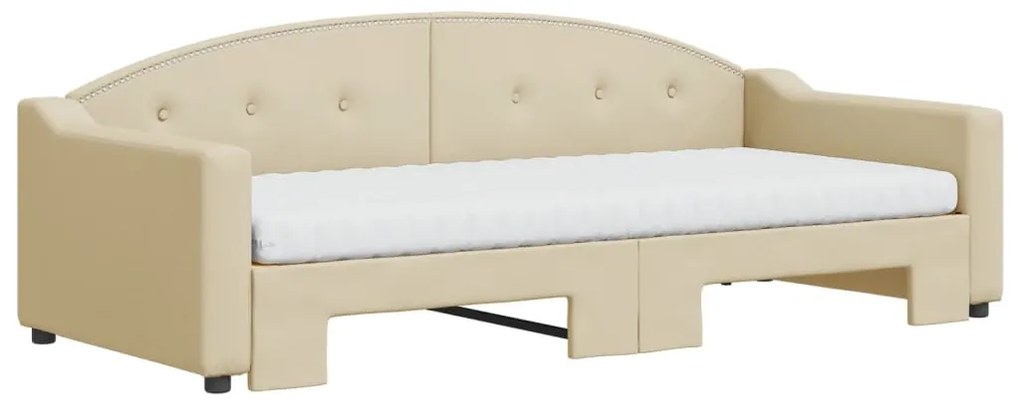 Sofá-cama c/ gavetão e colchões 90x200 cm tecido cor creme