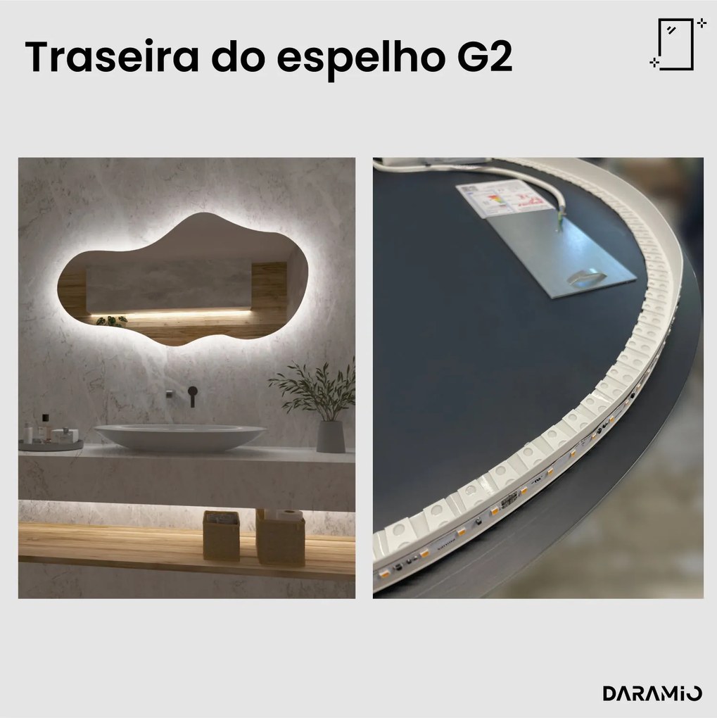 Espelho com luz em forma de nuvem G2