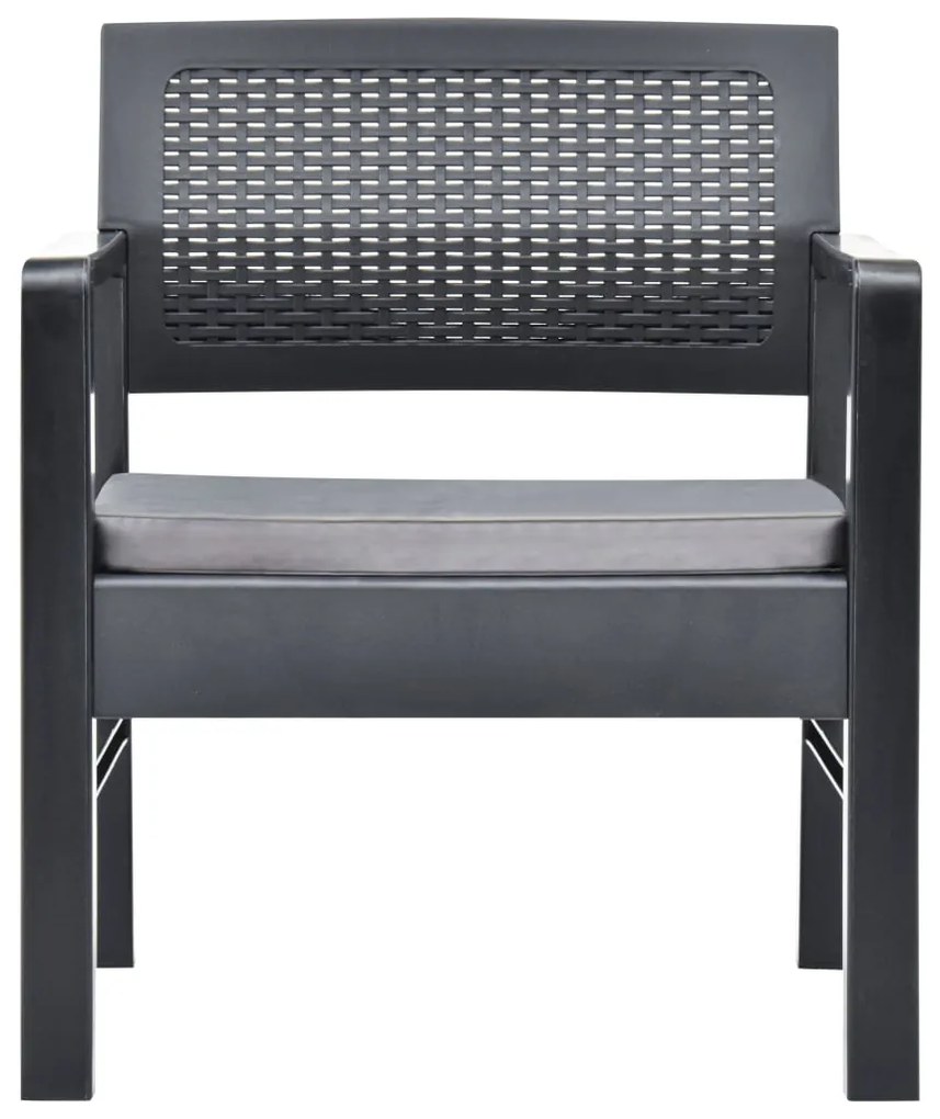 Conjunto lounge para jardim 3 pcs plástico antracite