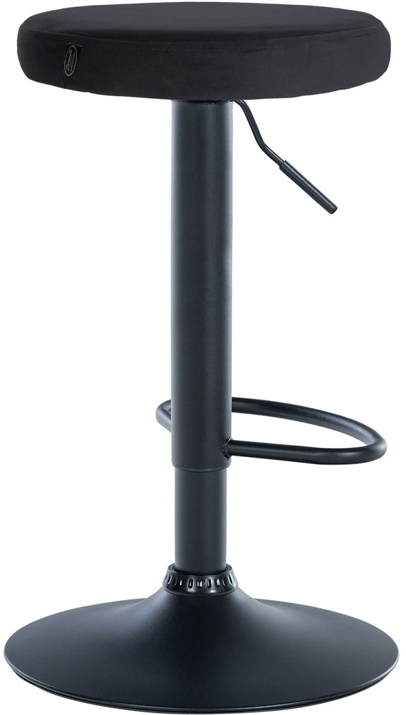 Banco de bar Ponte em veludo e com estrutura preta 38,5 x 60-81 x 38,5 cm Preto