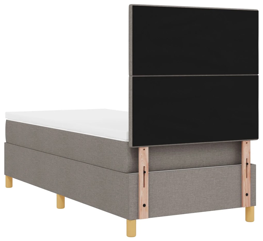 Cama Box Spring com Colchão Taupe 90x200 cm Tecido