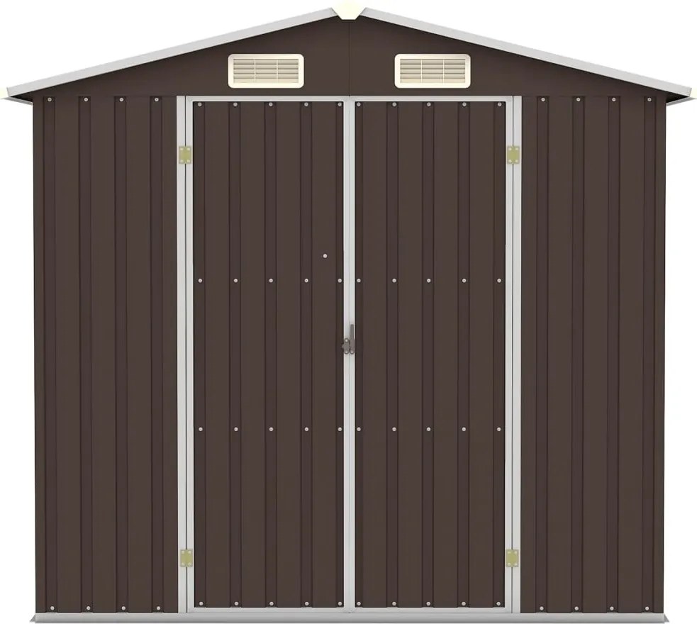 Abrigo de jardim 205x129x183 cm aço galvanizado castanho