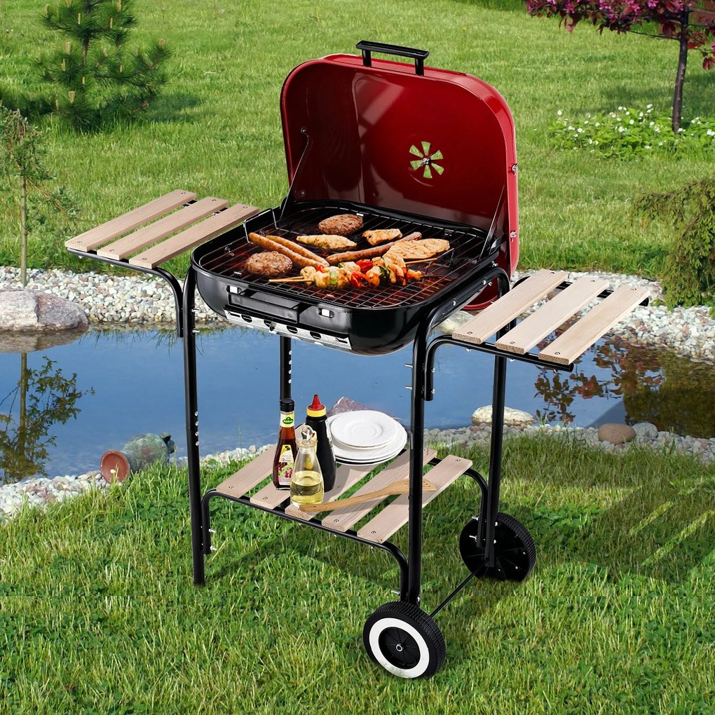 Piquenique de churrasco de carvão com prateleiras de madeira Churrasqueiras Churrasqueira Pátio de Campismo Multifuncional Grelhador a Carvão
