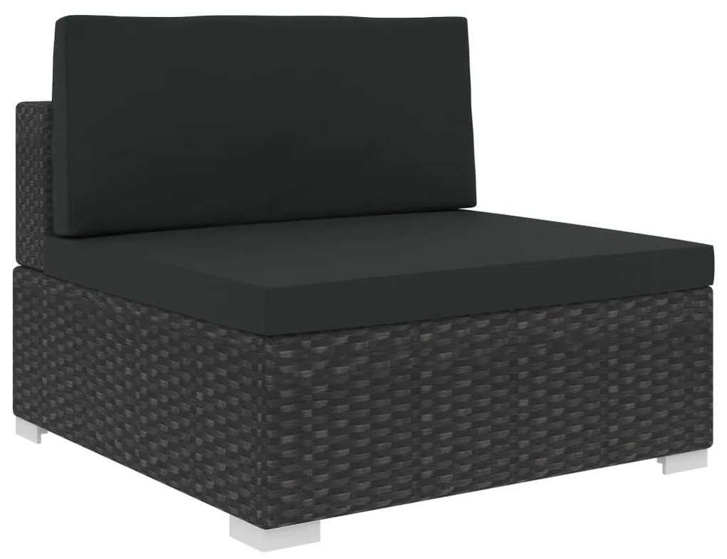 6 pcs conjunto lounge de jardim c/ almofadões vime PE preto