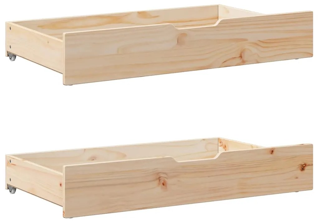 Gavetas para cama com rodas 2 pcs 90x55x17 cm pinho maciço