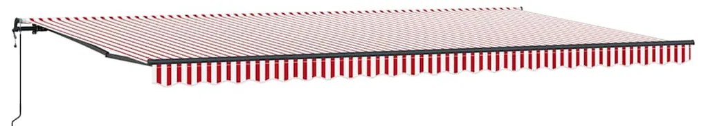 Toldo Retrátil Automático Listrado Vermelho e Branco 600x350 cm